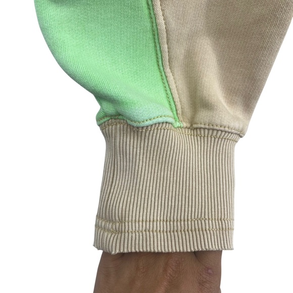 FREE PEOPLE Movement Intercept Colorblock Pullover Cream & Green Sweatshirt XS - Picture 12 of 16